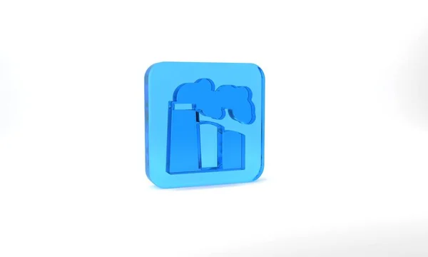 Blue Oil Gas Industrial Factory Building Icon Isolated Grey Background — 图库照片
