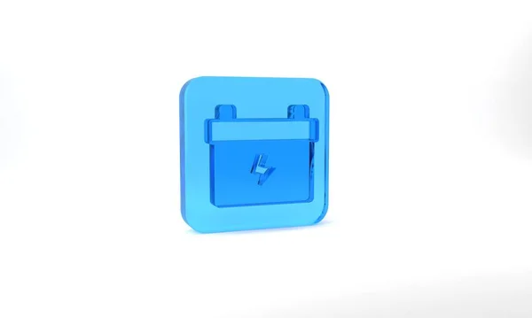 Blue Car Battery Icon Isolated Grey Background Accumulator Battery Energy — Foto de Stock