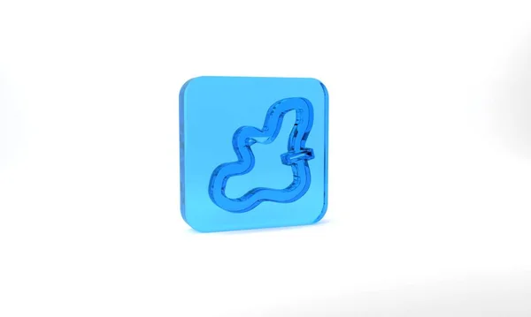 Blue Racing Track Icon Isolated Grey Background Glass Square Button — 图库照片