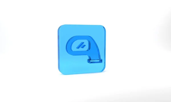 Blue Car Mirror Icon Isolated Grey Background Glass Square Button — 图库照片