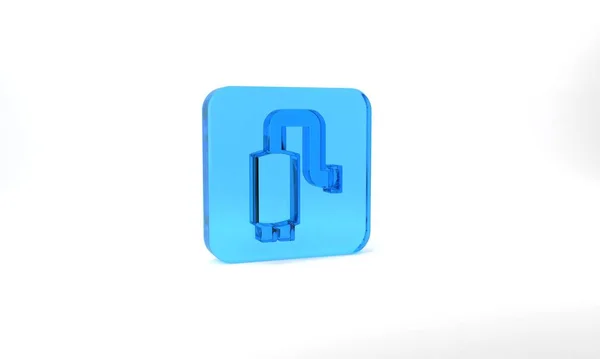Иконка Глушителя Синего Автомобиля Сером Фоне Выхлопная Труба Стеклянная Кнопка — стоковое фото