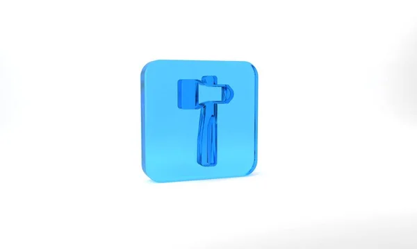 Blue Hammer Icon Isolated Grey Background Tool Repair Glass Square — Stock fotografie