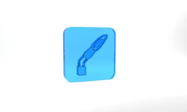 Значок Голубой Горелки Изолирован Сером Фоне Стеклянная Кнопка Рендеринг — стоковое фото