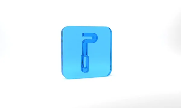 Blue Fire Poker Icon Isolated Grey Background Glass Square Button — Foto Stock
