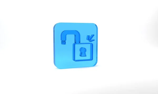 Blue Open Padlock Icon Isolated Grey Background Opened Lock Sign — Stock Fotó