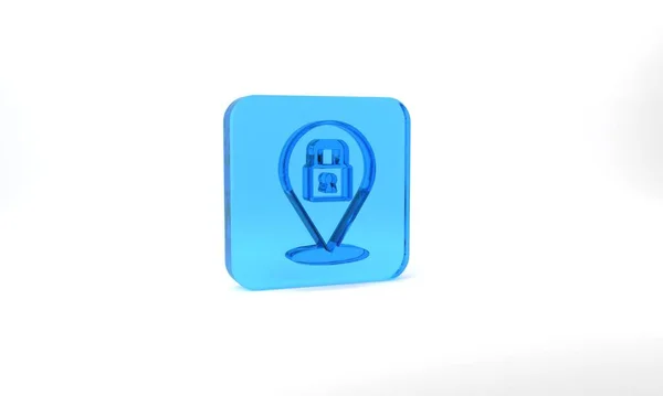 Blue Lock Icon Isolated Grey Background Padlock Sign Security Safety — ストック写真