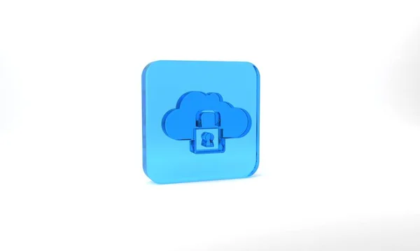 Blue Cloud Computing Lock Icon Isolated Grey Background Security Safety — Stock Photo, Image