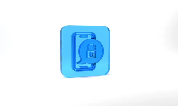 Blue Smartphone Closed Padlock Icon Isolated Grey Background Phone Lock — Stockfoto