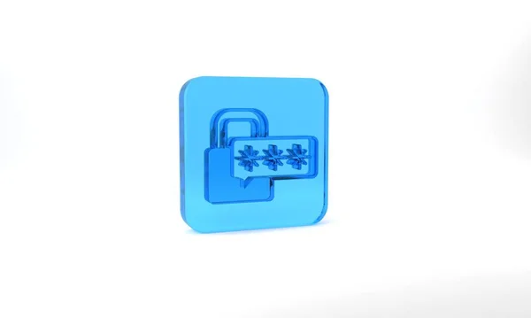 Blue Cyber Security Icon Isolated Grey Background Closed Padlock Digital — Stock fotografie
