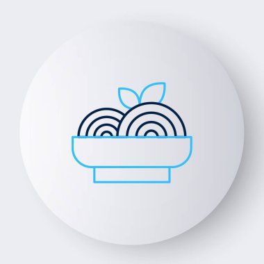 Beyaz arka planda izole edilmiş çizgi makarna ikonu. İtalyan restoranı. Renkli taslak konsepti. Vektör.