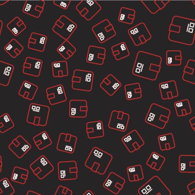 Çizgi karton kutu simgesi siyah arkaplanda izole edilmiş kusursuz desen. Kutu, paket, paket işareti. Teslimat ve ambalaj. Vektör.