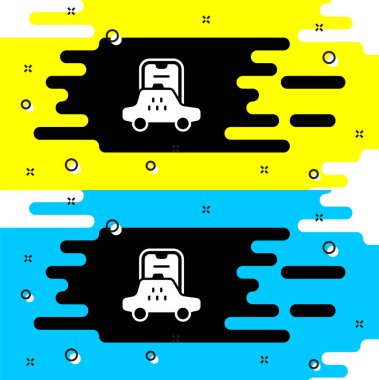 Beyaz Taksi mobil uygulama simgesi siyah arkaplanda izole edildi. Mobil uygulama taksisi. Vektör.