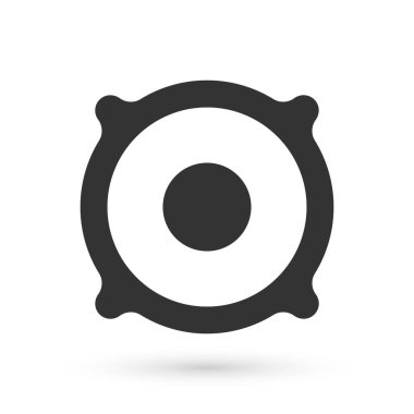 Gri Stereo hoparlör simgesi beyaz arkaplanda izole edildi. Ses sistemi hoparlörleri. Müzik ikonu. Müzikal sütun hoparlörü. Vektör.