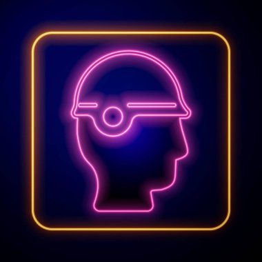 Glowing neon Baseball helmet icon isolated on black background. Vector.