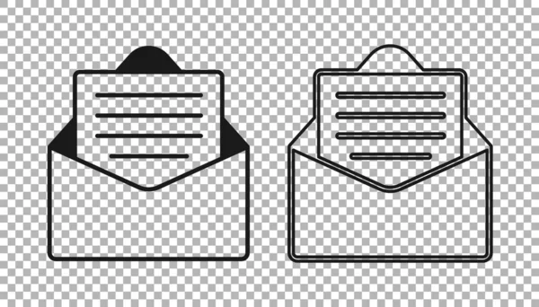 Zwarte Envelop Met Kerstfeest Uitnodigingskaart Pictogram Geïsoleerd Transparante Achtergrond Vrolijk — Stockvector