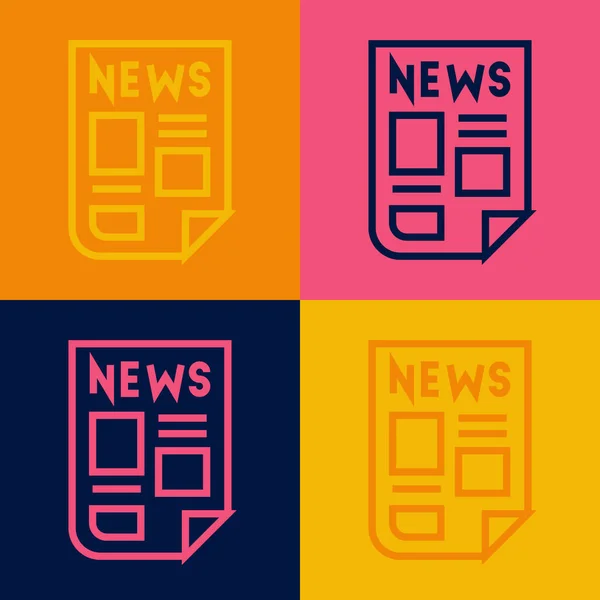 Pop Konst Linje News Ikonen Isolerad Färg Bakgrund Tidningsskylt Massmediesymbol — Stock vektor
