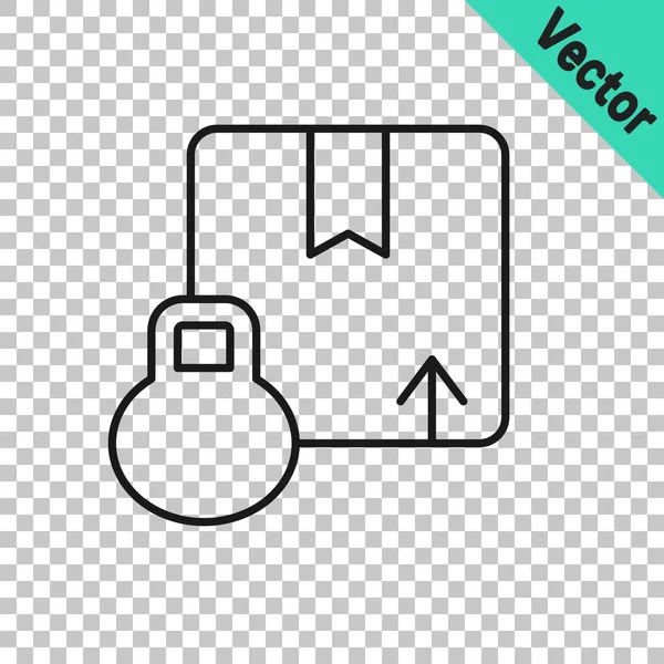 Schwarze Linie Kartonschachtel Symbol Isoliert Auf Transparentem Hintergrund Box Paket — Stockvektor