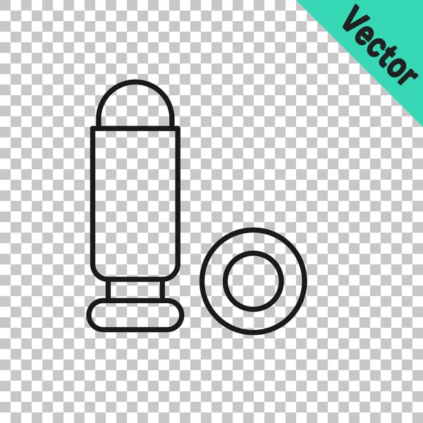 Schwarze Linie Bullet Symbol Isoliert Auf Transparentem Hintergrund Vektor — Stockvektor