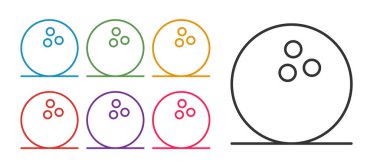 Bowling topu simgesi beyaz arkaplanda izole edildi. Spor malzemeleri. Simgeleri renklendirin. Vektör.