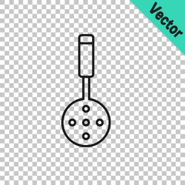 Siyah çizgi Spatula simgesi şeffaf arkaplanda izole edildi. Mutfak spatula ikonu. Barbekü spatula işareti. Barbekü ve ızgara aleti. Vektör.