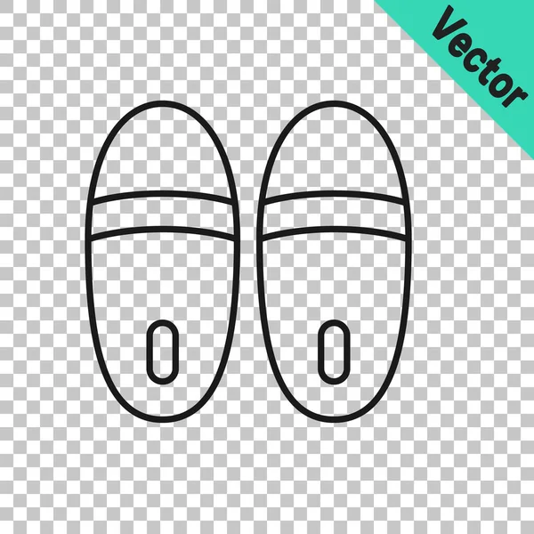 Black Line Slippers Icon Isolated Transparent Background Flip Flops Sign — Stock Vector