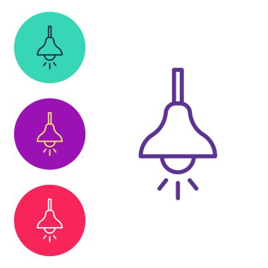 Lamba asma simgesi beyaz arkaplanda izole edildi. Tavan lambası ampulü. Simgeleri renklendirin. Vektör.
