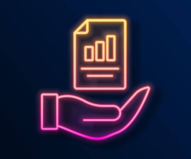 Parlayan neon hattı sözleşmesi el simgesi siyah arkaplanda izole edildi. Sigorta konsepti. Güvenlik, güvenlik, koruma, konsept koruma. Vektör.