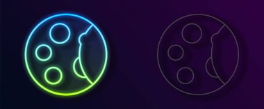 Parlayan neon hattı Ay evreleri simgesi siyah arkaplanda izole edildi. Vektör.