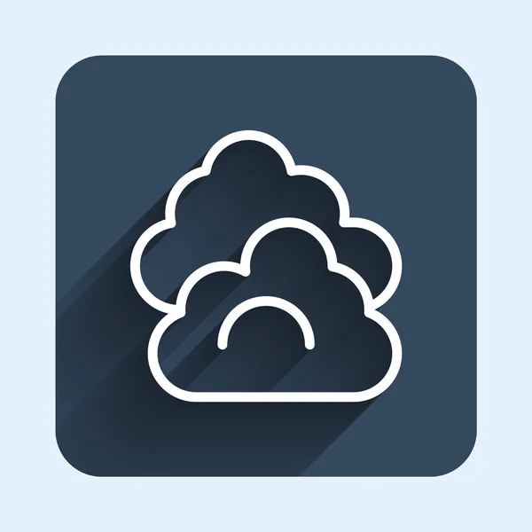 White Line Cloud Icon Isolated Long Shadow Background Blue Square — Archivo Imágenes Vectoriales