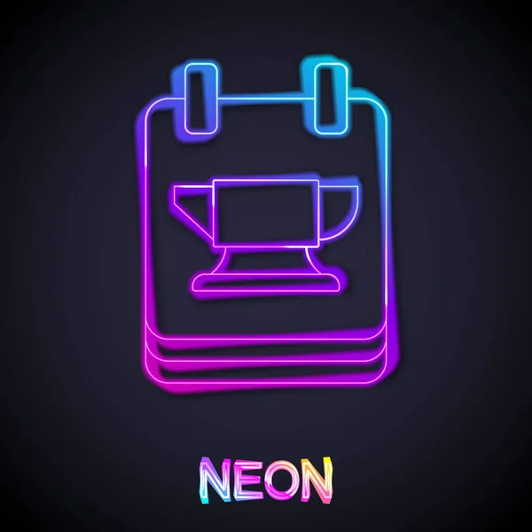 Glowing Neon Line Blacksmith Anvil Tool Icon Isolated Black Background — Stock vektor