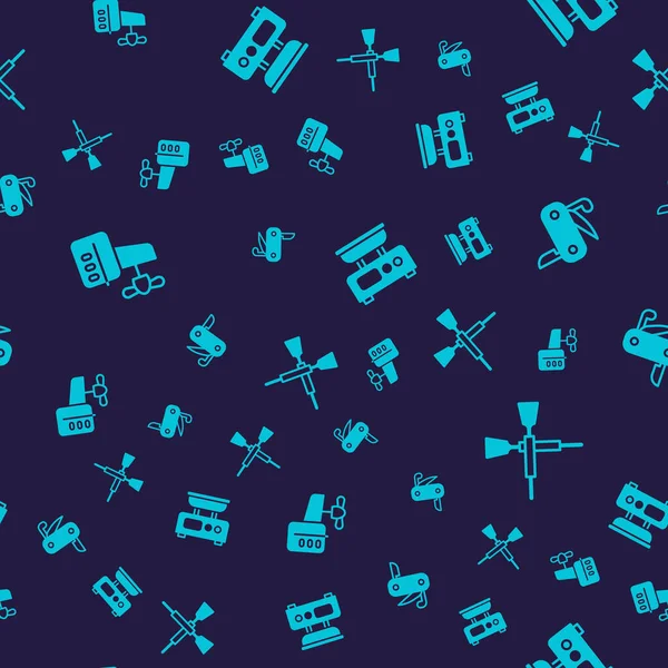 Set Outboard boat motor Swiss army knife Electronic scales and Crossed oars paddles on seamless pattern. Vector.