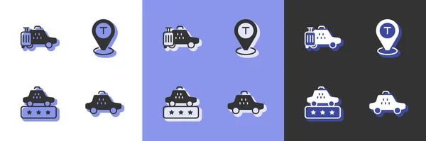Set Taxi Car Service Rating Location Taxi Icon Vector — 스톡 벡터