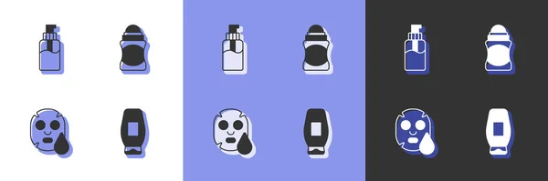 Set Bottle Shampoo Liquid Soap Facial Cosmetic Mask Deodorant Roll — Stockvektor