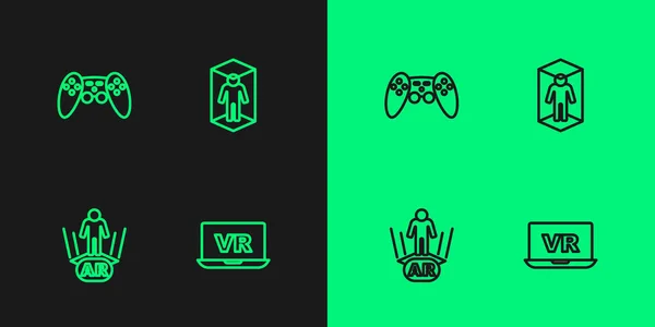 Set Line Virtual Reality Augmented Gamepad Modeling Icon Vector — Vettoriale Stock