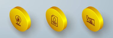 Set Isometric line Oil drop with dollar symbol Contract money and pen and pump or pump jack icon. Vector.