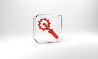 Red Cutter roll for honey icon isolated on grey background. Tool of the beekeeper. Glass square button. 3d illustration 3D render.