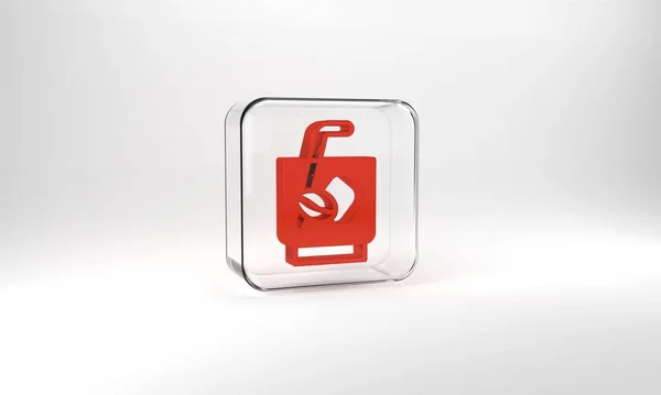 Червоний Еспресо Тонічний Кавовий Ікона Ізольований Сірому Тлі Квадратна Кнопка — стокове фото