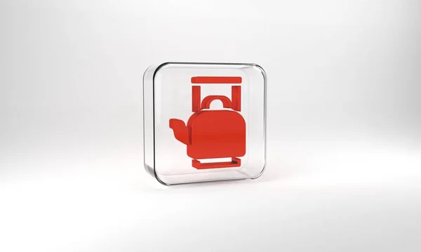Red Kettle Handle Icon Isolated Grey Background Teapot Icon Glass — Photo