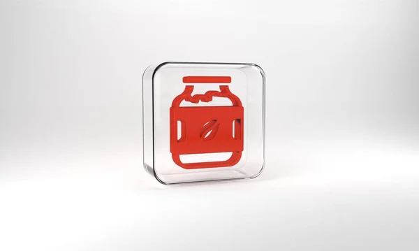 Red Coffee Jar Bottle Icon Isolated Grey Background Glass Square — Stockfoto