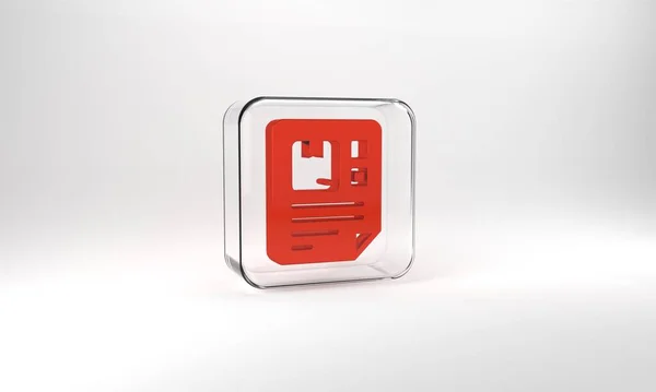 Red Waybill Icon Isolated Grey Background Glass Square Button Illustration — Stockfoto