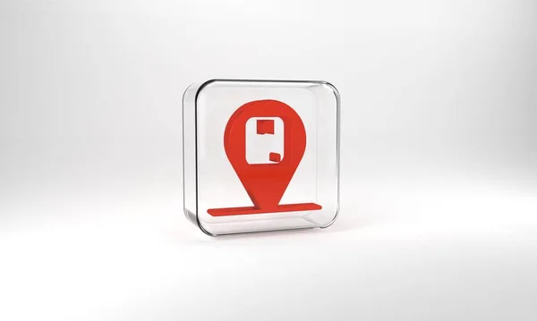 Red Location Cardboard Box Icon Isolated Grey Background Delivery Services —  Fotos de Stock