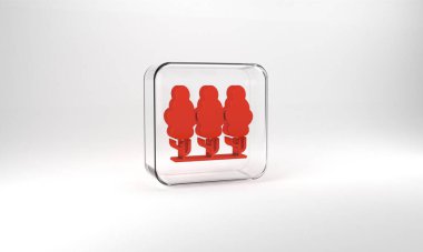 Red Fruit trees icon isolated on grey background. Agricultural plant. Organic farm product. Fruit garden. Gardening theme. Glass square button. 3d illustration 3D render.