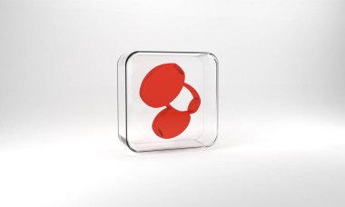 Red Olives icon isolated on grey background. Glass square button. 3d illustration 3D render.