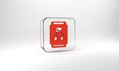 Red Soda can icon isolated on grey background. Glass square button. 3d illustration 3D render.