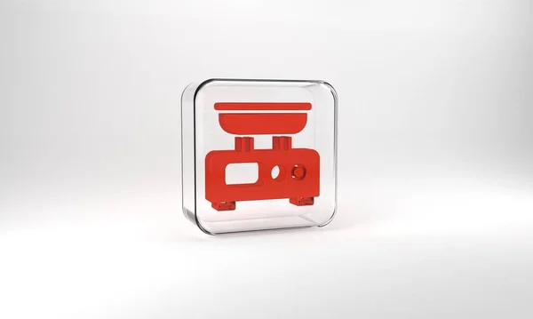 Red Electronic Scales Icon Isolated Grey Background Weight Measure Equipment — 스톡 사진