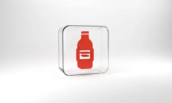 Red Glass Bottle Vodka Icon Isolated Grey Background Glass Square — Photo