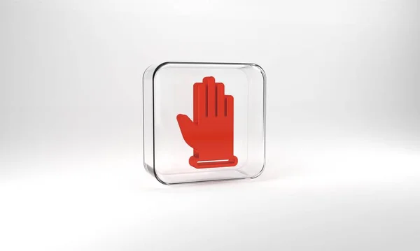 Red Rubber Gloves Icon Isolated Grey Background Latex Hand Protection — Foto Stock