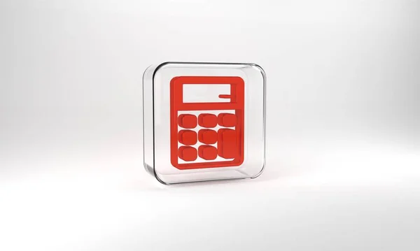 Red Calculator Icon Isolated Grey Background Accounting Symbol Business Calculations — Stock Photo, Image