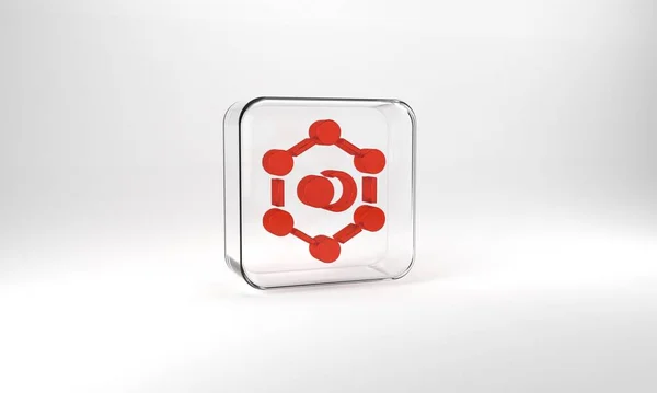 Red Molecule Icon Isolated Grey Background Structure Molecules Chemistry Science — Stok fotoğraf