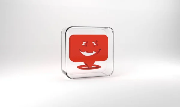 Red Happy Halloween Holiday Icon Isolated Grey Background Glass Square — Stock Fotó